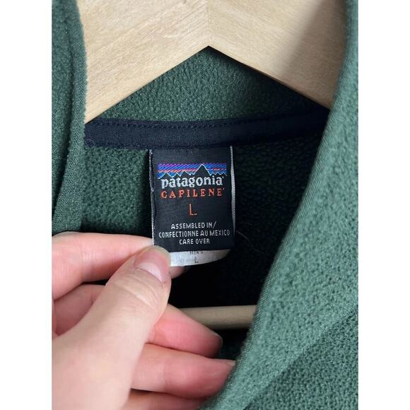 Patagonia Capilene Green Fleece Quarter Zip Pullover Size Large Long Sleeve Mens - Picture 3 of 6